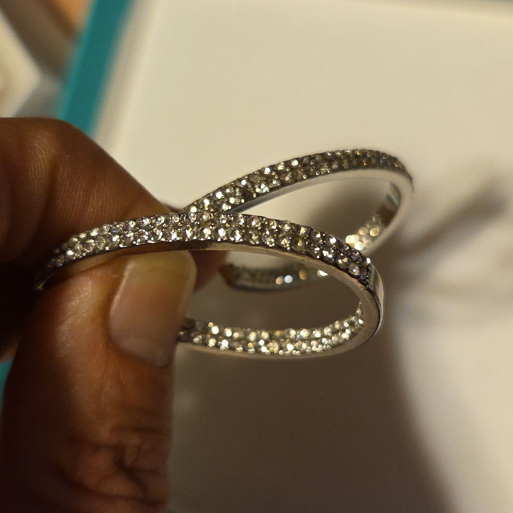 Silver Crystal Hoop Earrings - Sparkling Pavé Hoops